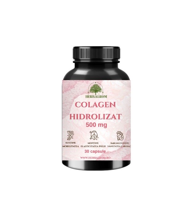 Flacon cu 30 de capsule de Colagen Hidrolizat 500 mg, HerbalRom