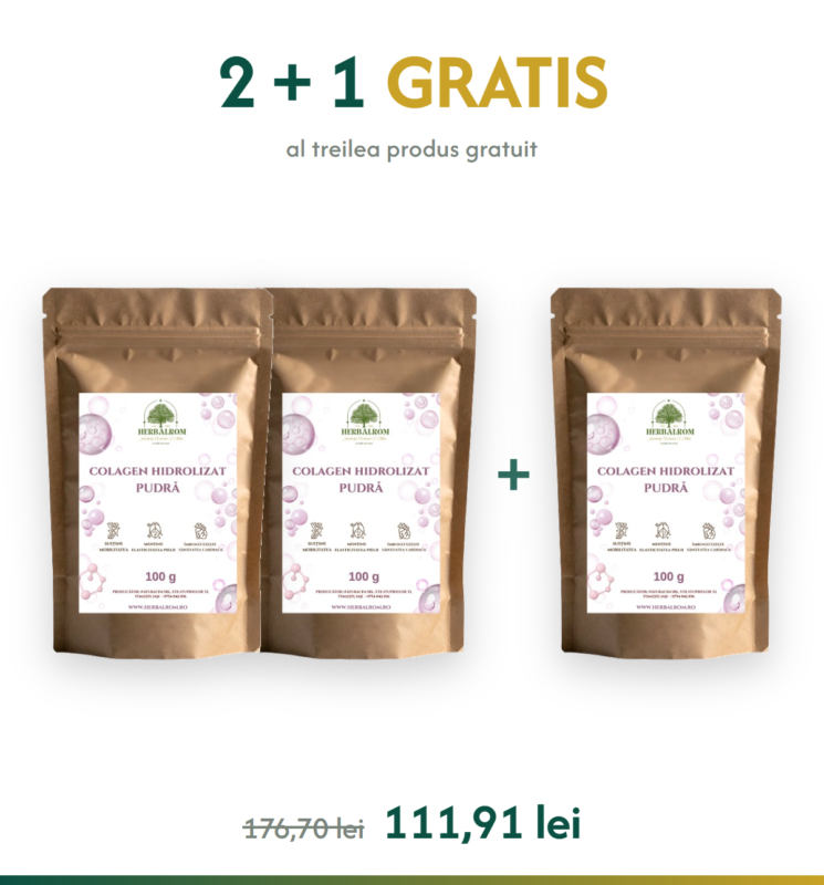 Colagen Hidrolizat Pudră - 2+1 GRATIS — ofertă 2+1 gratis, HerbalRom