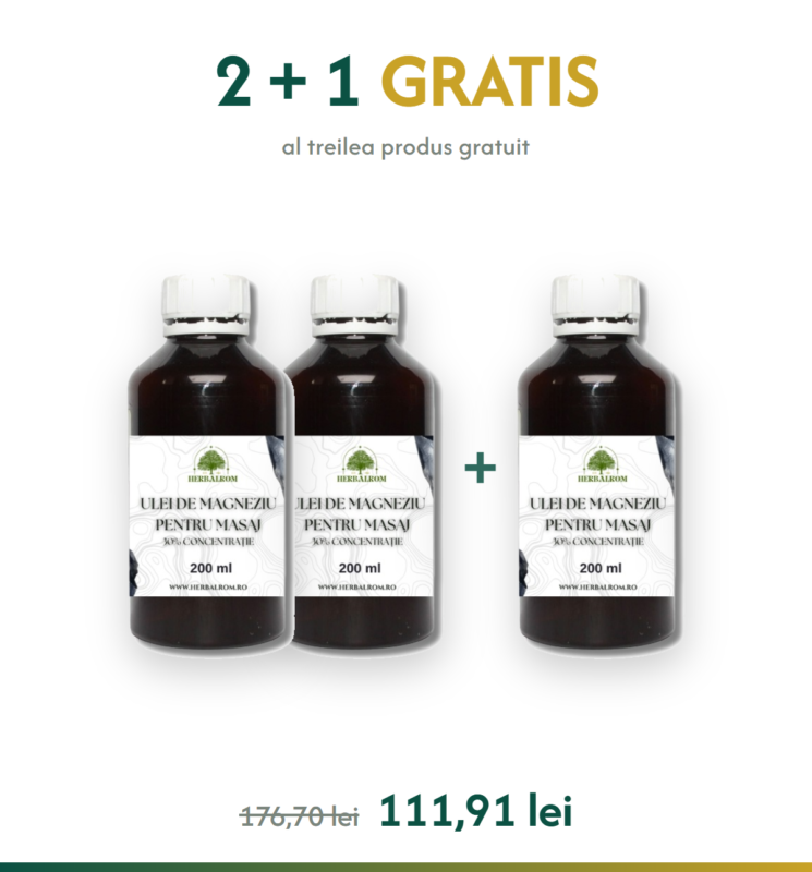 Ulei de Magneziu pentru Masaj 30% - 2+1 GRATIS — ofertă 2+1 gratis, HerbalRom